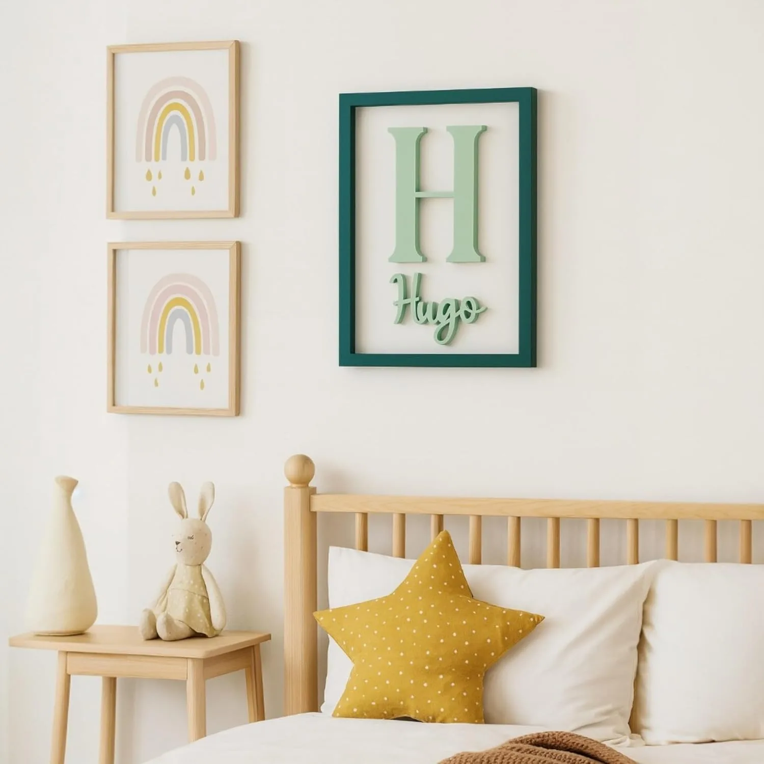 Cuadro decorativo infantil personalizado con inicial y nombre en 3D - Imagen 2