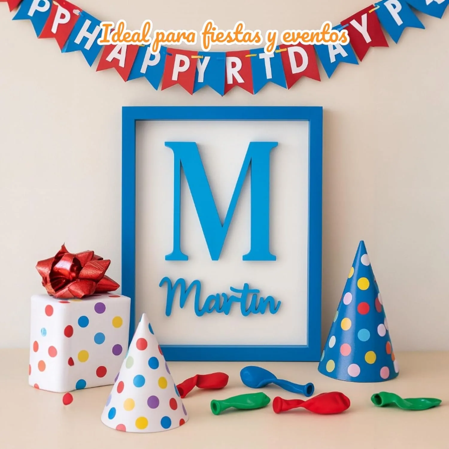 Cuadro decorativo infantil personalizado con inicial y nombre en 3D - Imagen 4