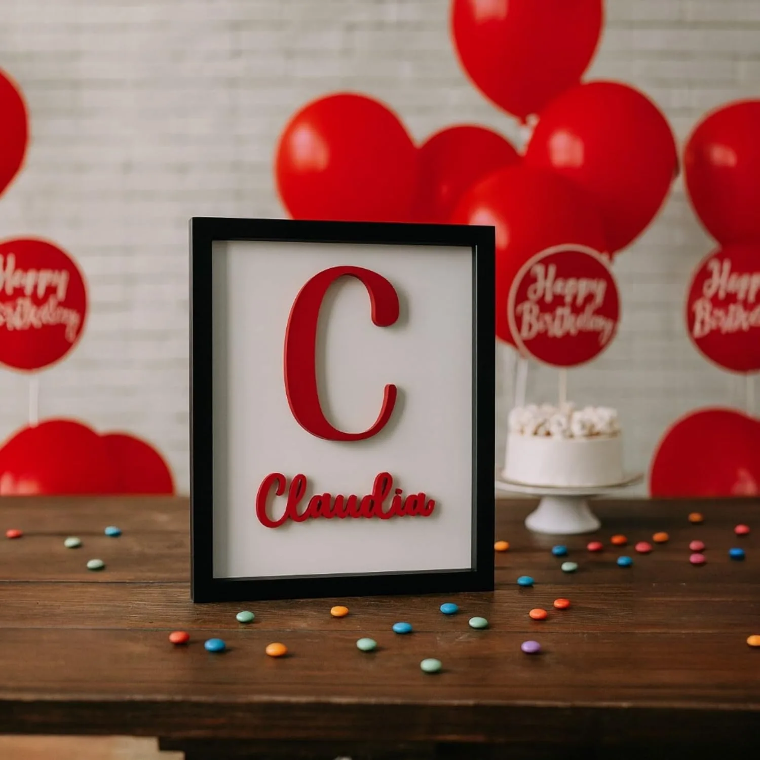 Cuadro decorativo infantil personalizado con inicial y nombre en 3D - Imagen 5