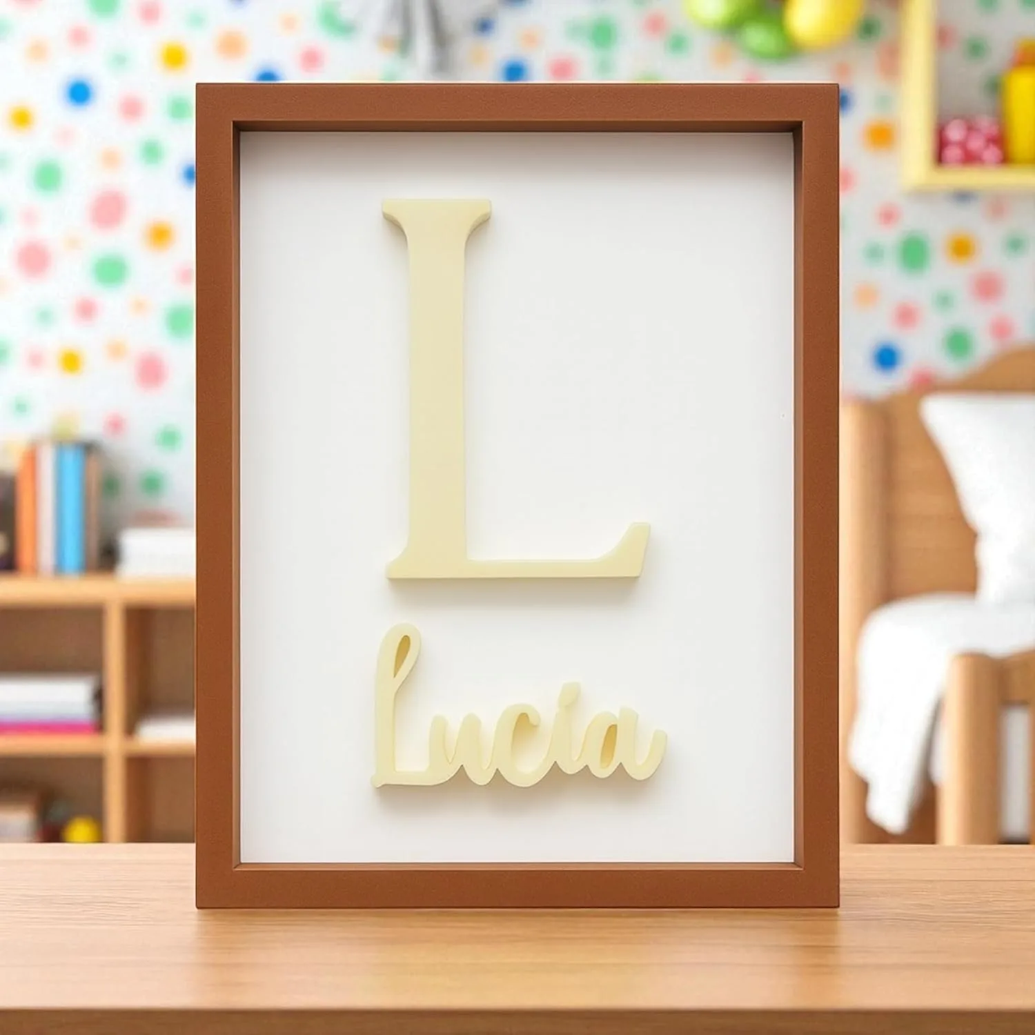 Cuadro decorativo infantil personalizado con inicial y nombre en 3D - Imagen 6