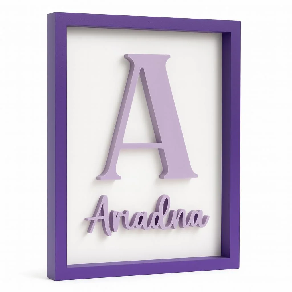 Cuadro decorativo infantil personalizado con inicial y nombre en 3D - Imagen 7