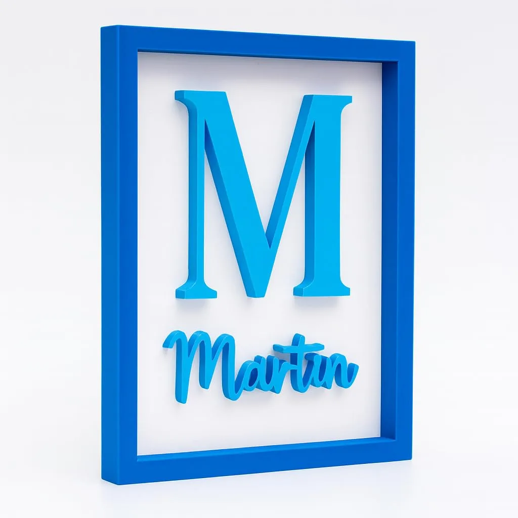 Cuadro decorativo infantil personalizado con inicial y nombre en 3D - Imagen 8